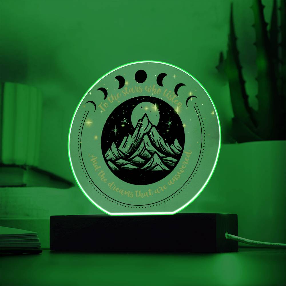 Night Sign Mountain With Stars 2 - Acrylic Circle Plaque