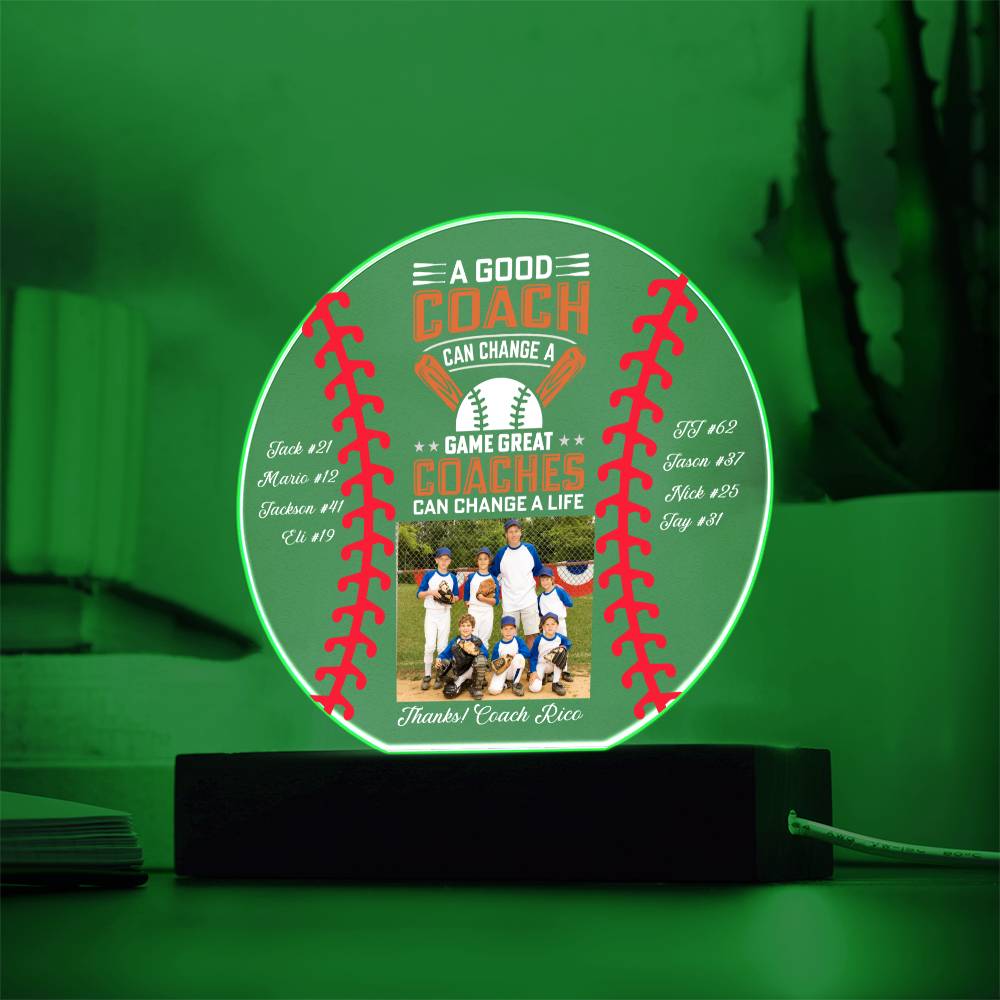 Baseball Coach 1 - Printed Circle Acrylic Plaque