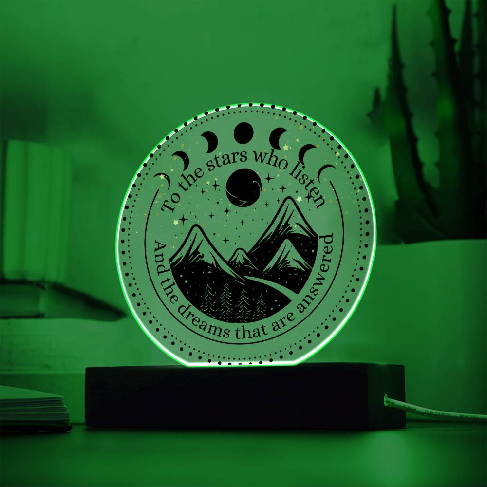 Night Sign Mountain With Stars 4 - Acrylic Circle Plaque