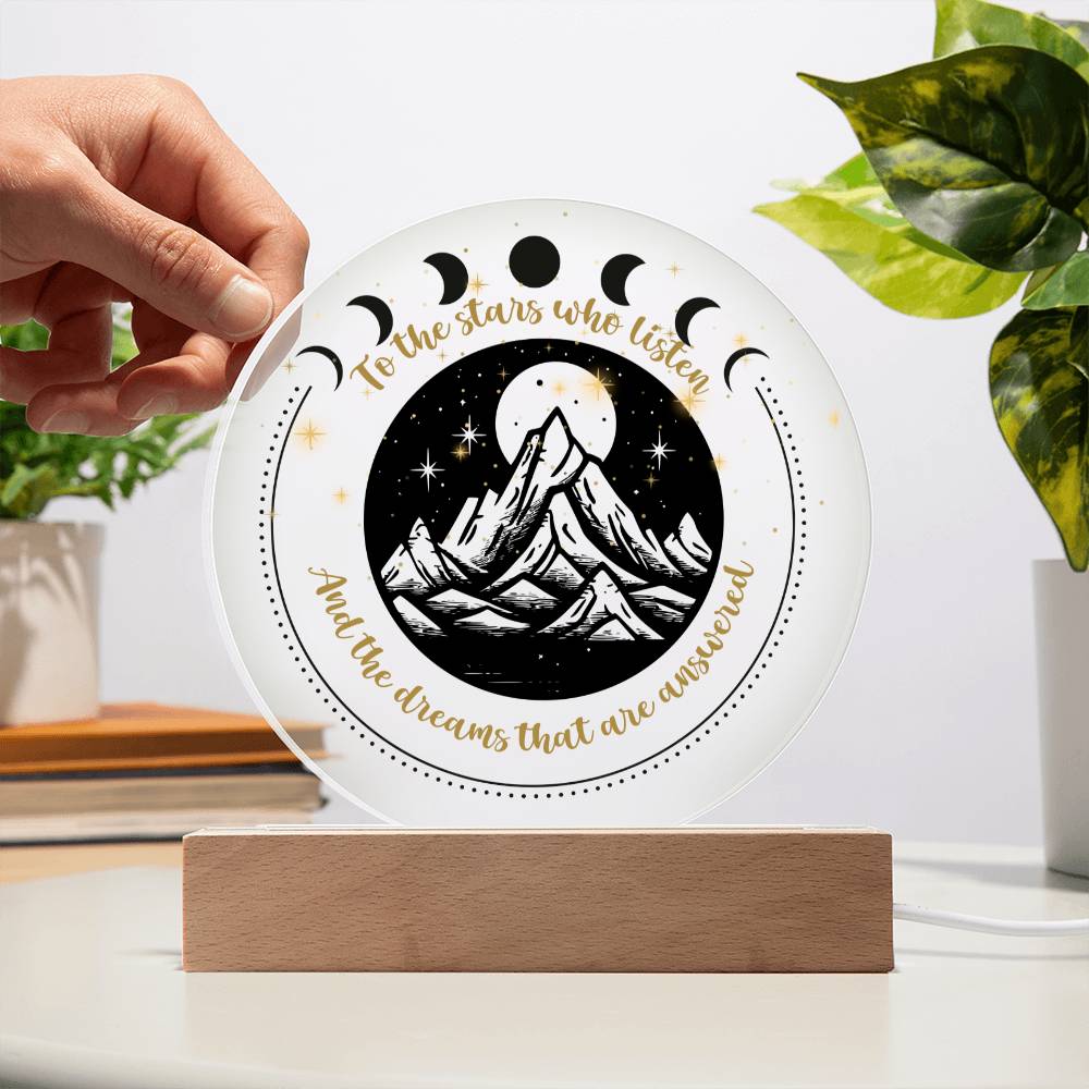 Night Sign Mountain With Stars 2 - Acrylic Circle Plaque