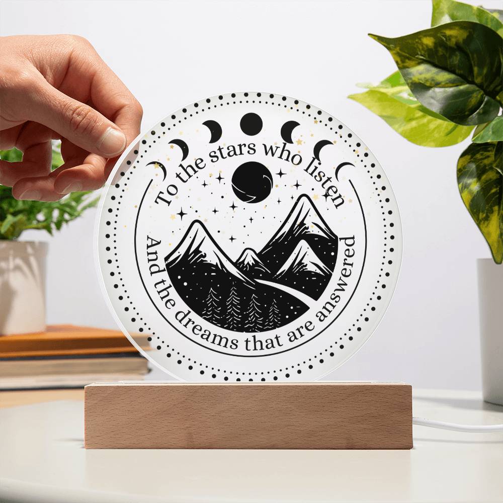 Night Sign Mountain With Stars 4 - Acrylic Circle Plaque
