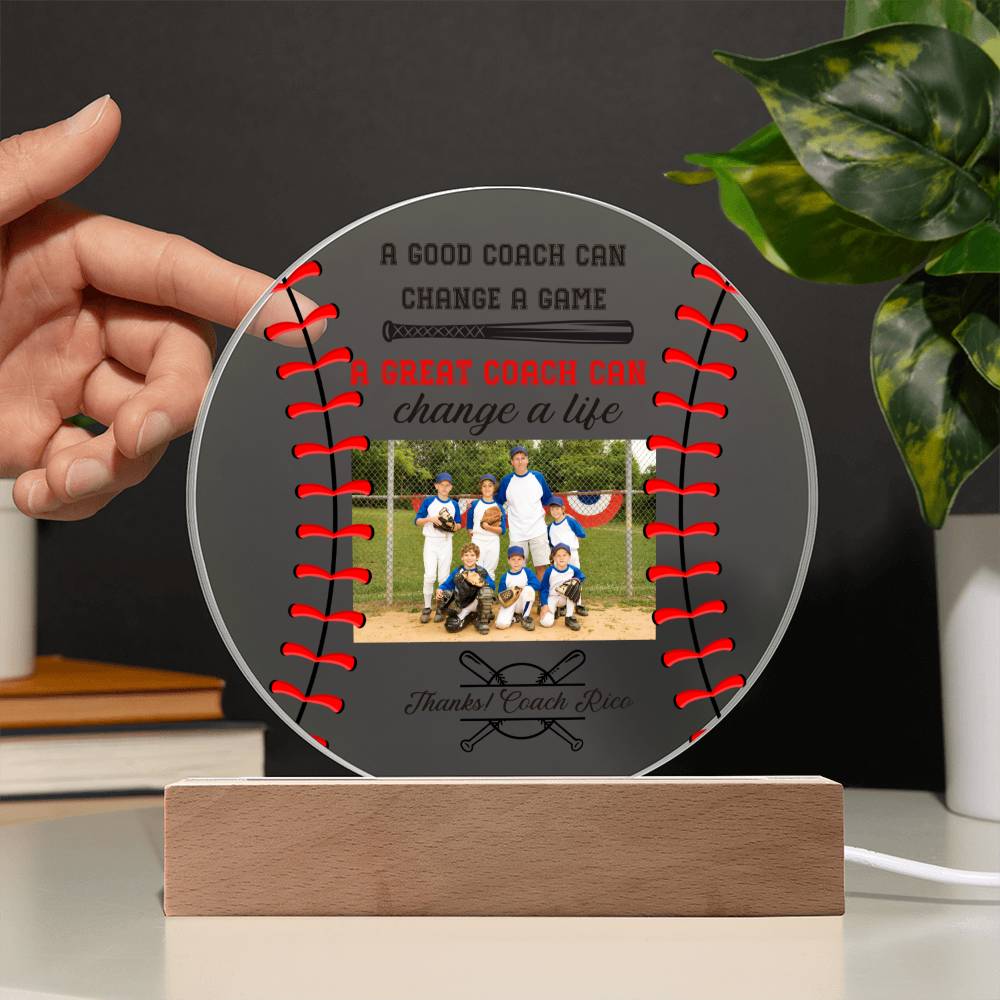 Baseball Coach 3 - Printed Circle Acrylic Plaque