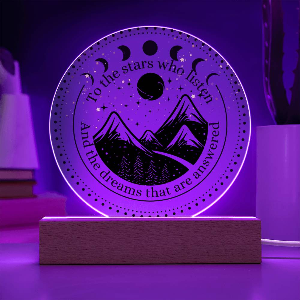 Night Sign Mountain With Stars 4 - Acrylic Circle Plaque