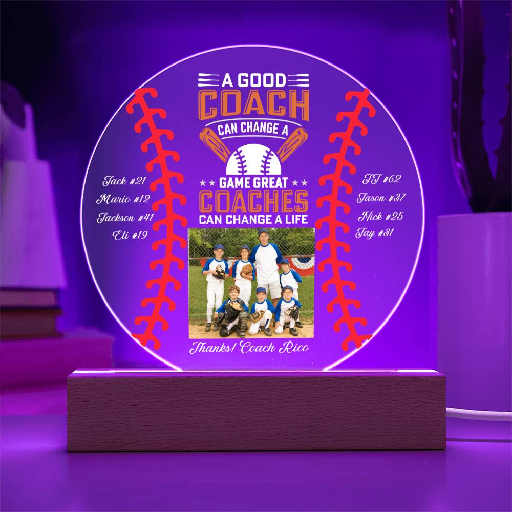 Baseball Coach 1 - Printed Circle Acrylic Plaque