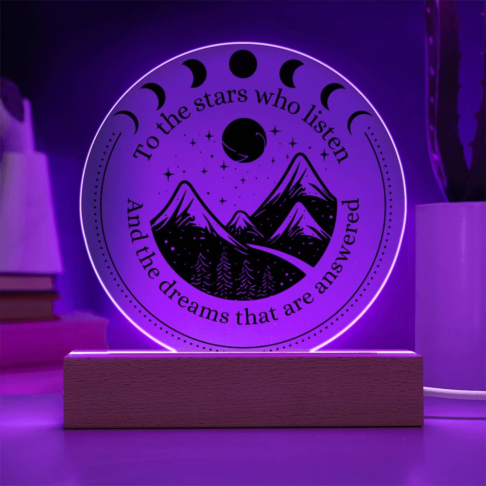Night Sign Mountain With Stars 5 - Acrylic Circle Plaque