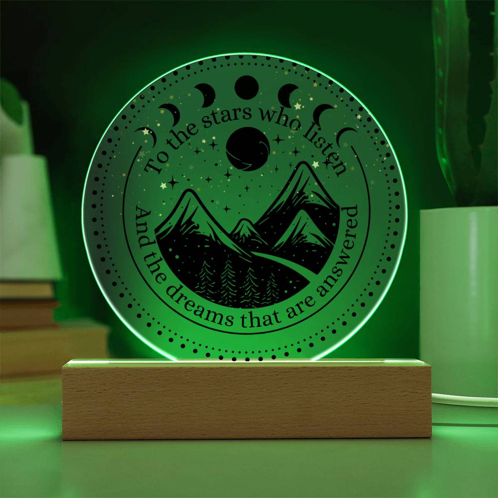 Night Sign Mountain With Stars 4 - Acrylic Circle Plaque
