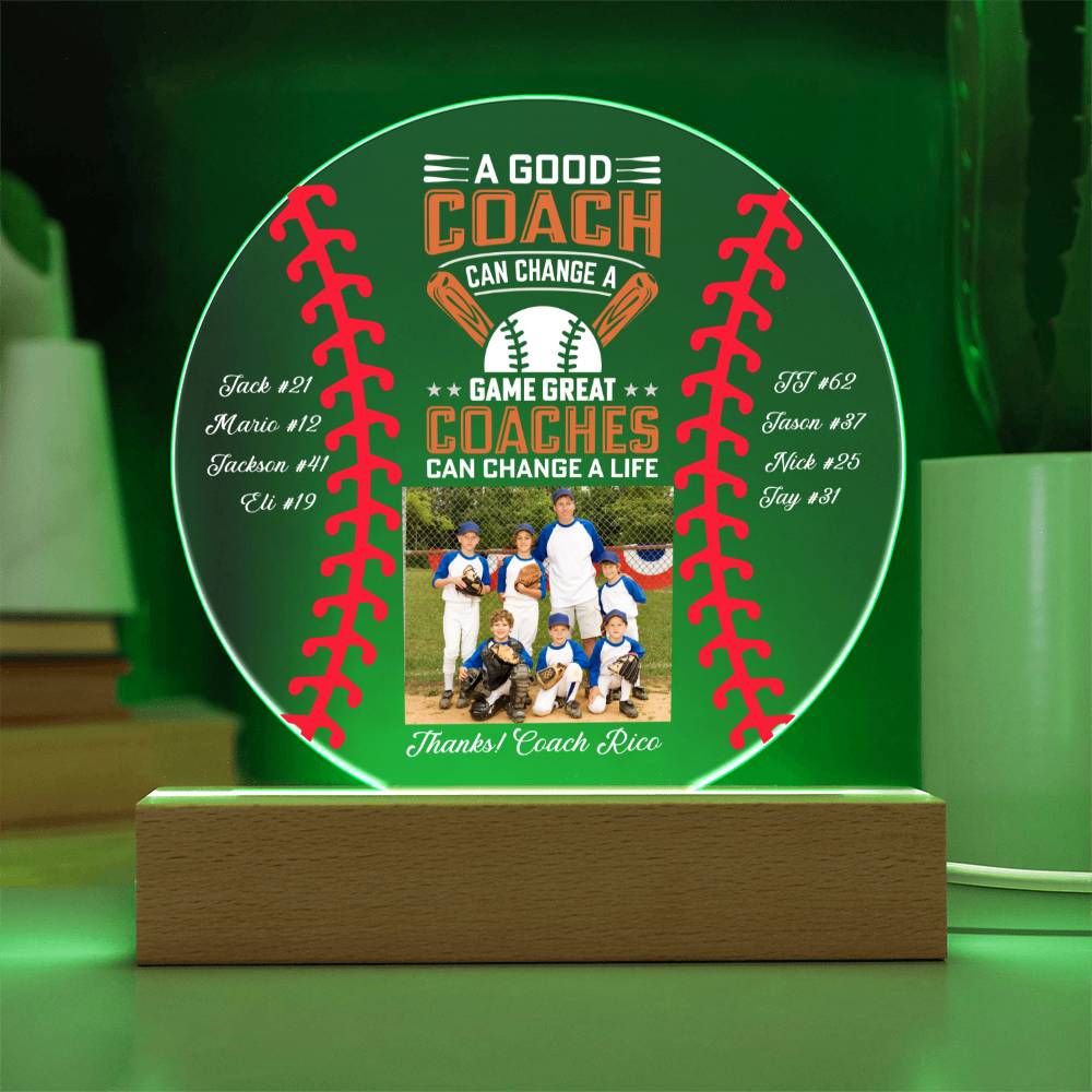 Baseball Coach 1 - Printed Circle Acrylic Plaque