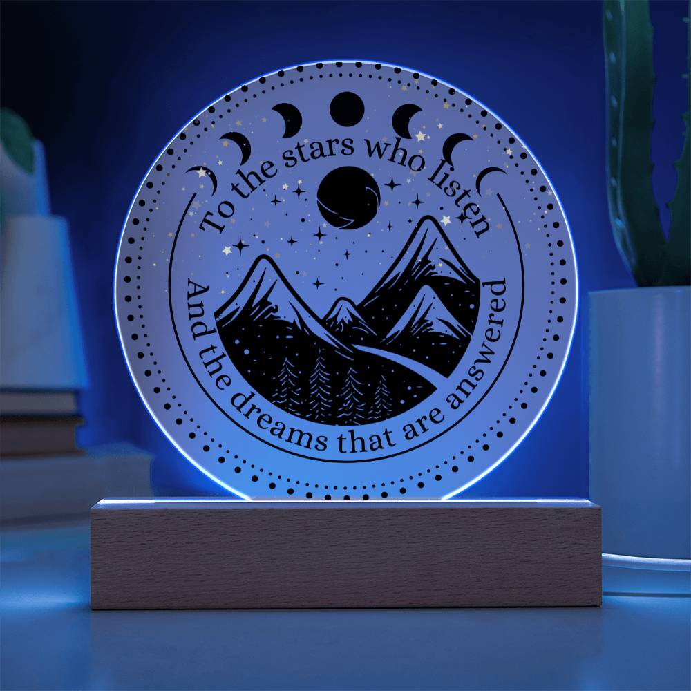 Night Sign Mountain With Stars 4 - Acrylic Circle Plaque