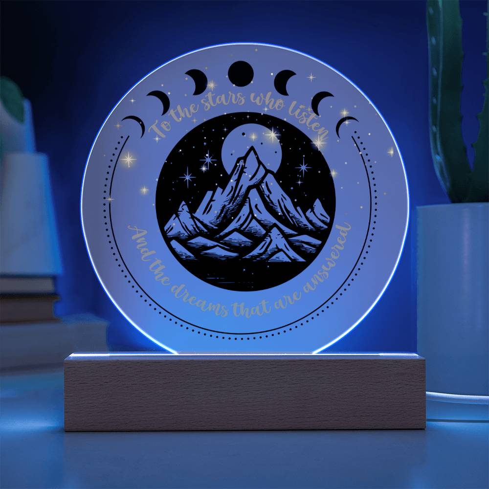 Night Sign Mountain With Stars 2 - Acrylic Circle Plaque