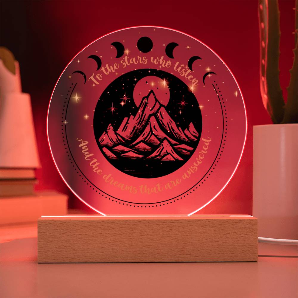 Night Sign Mountain With Stars 2 - Acrylic Circle Plaque