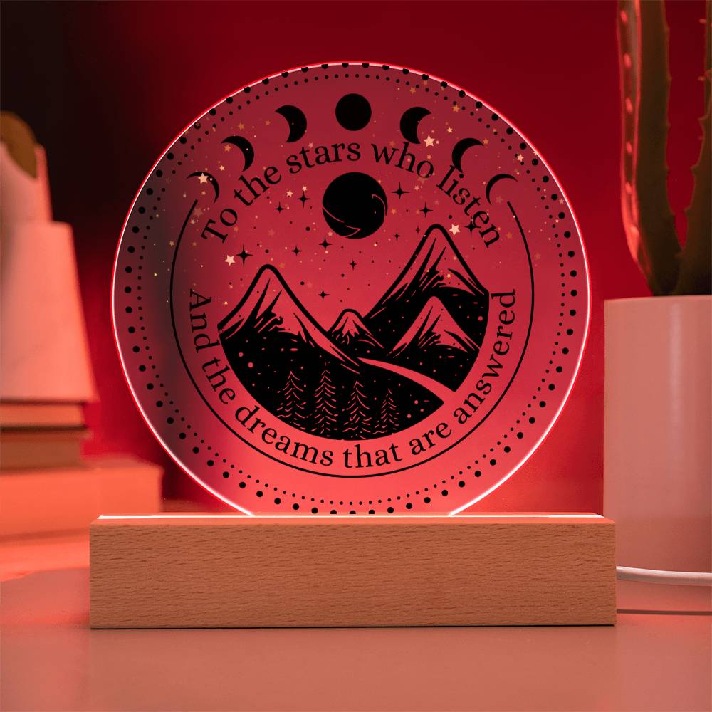 Night Sign Mountain With Stars 4 - Acrylic Circle Plaque