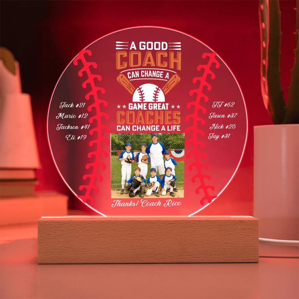 Baseball Coach 1 - Printed Circle Acrylic Plaque