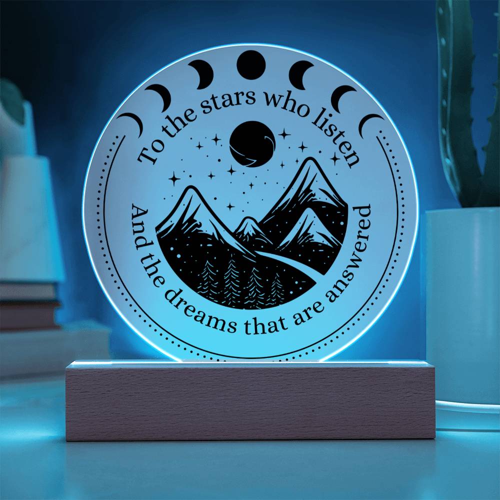 Night Sign Mountain With Stars 5 - Acrylic Circle Plaque