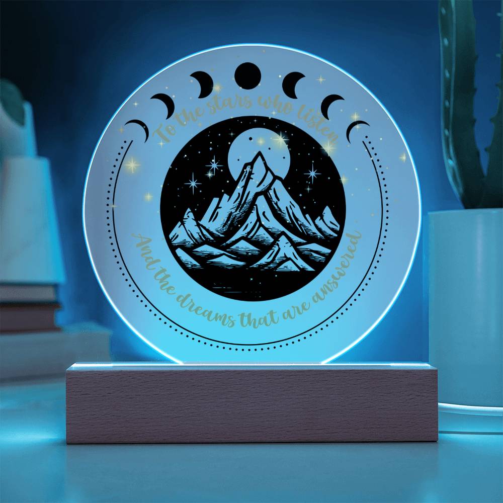 Night Sign Mountain With Stars 2 - Acrylic Circle Plaque