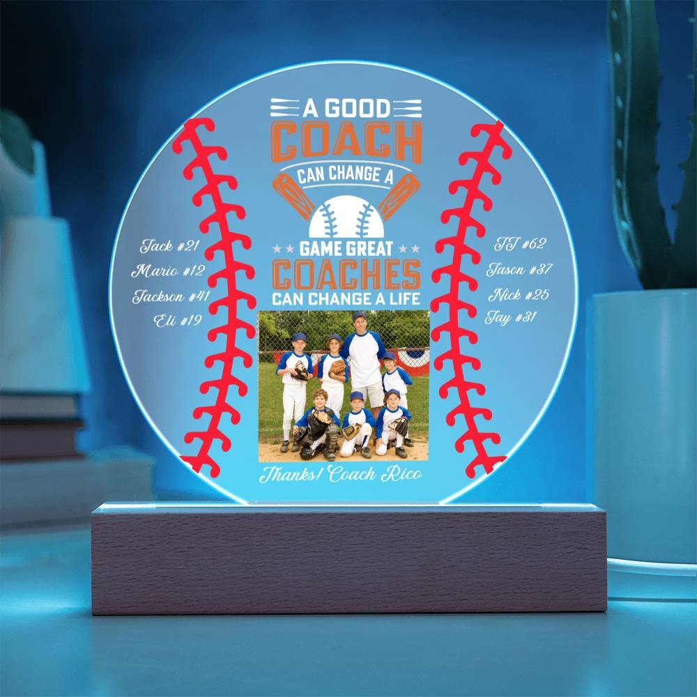 Baseball Coach 1 - Printed Circle Acrylic Plaque