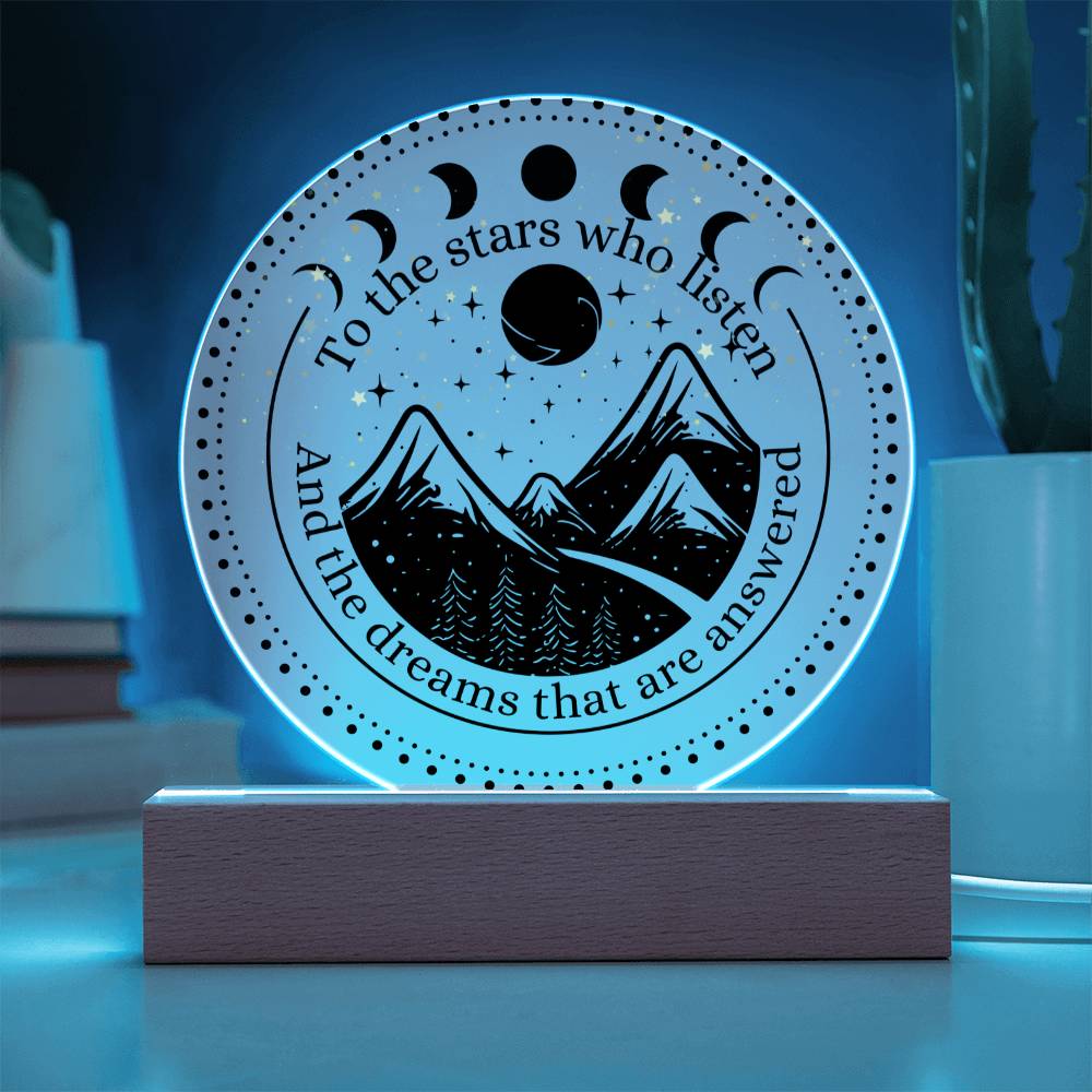 Night Sign Mountain With Stars 4 - Acrylic Circle Plaque