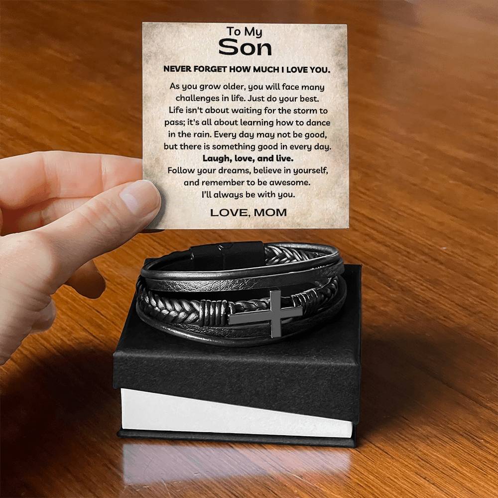 To My Son - I Love You - Men's Cross Bracelet