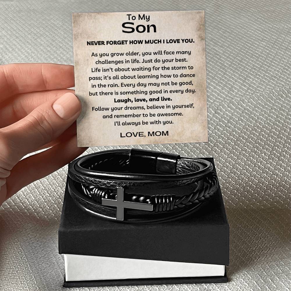 To My Son - I Love You - Men's Cross Bracelet