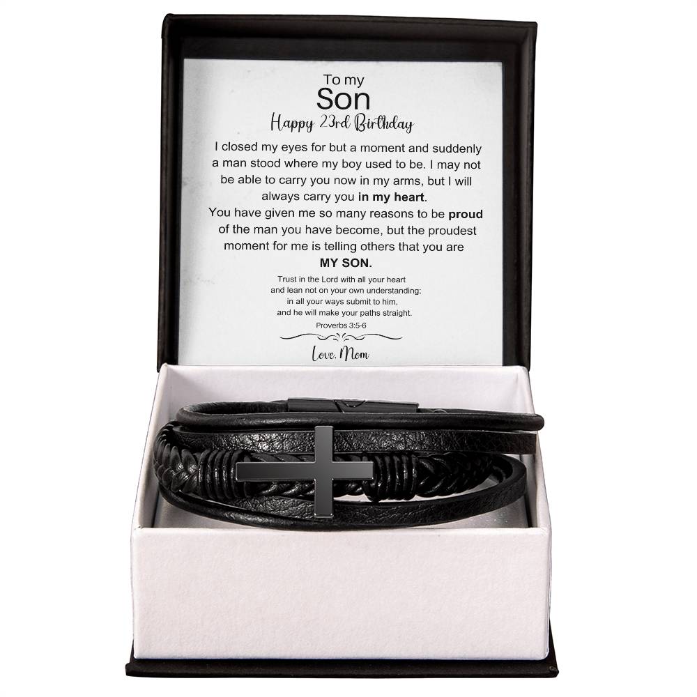 To My Son - Happy 23rd Birthday - Men's Cross Bracelet