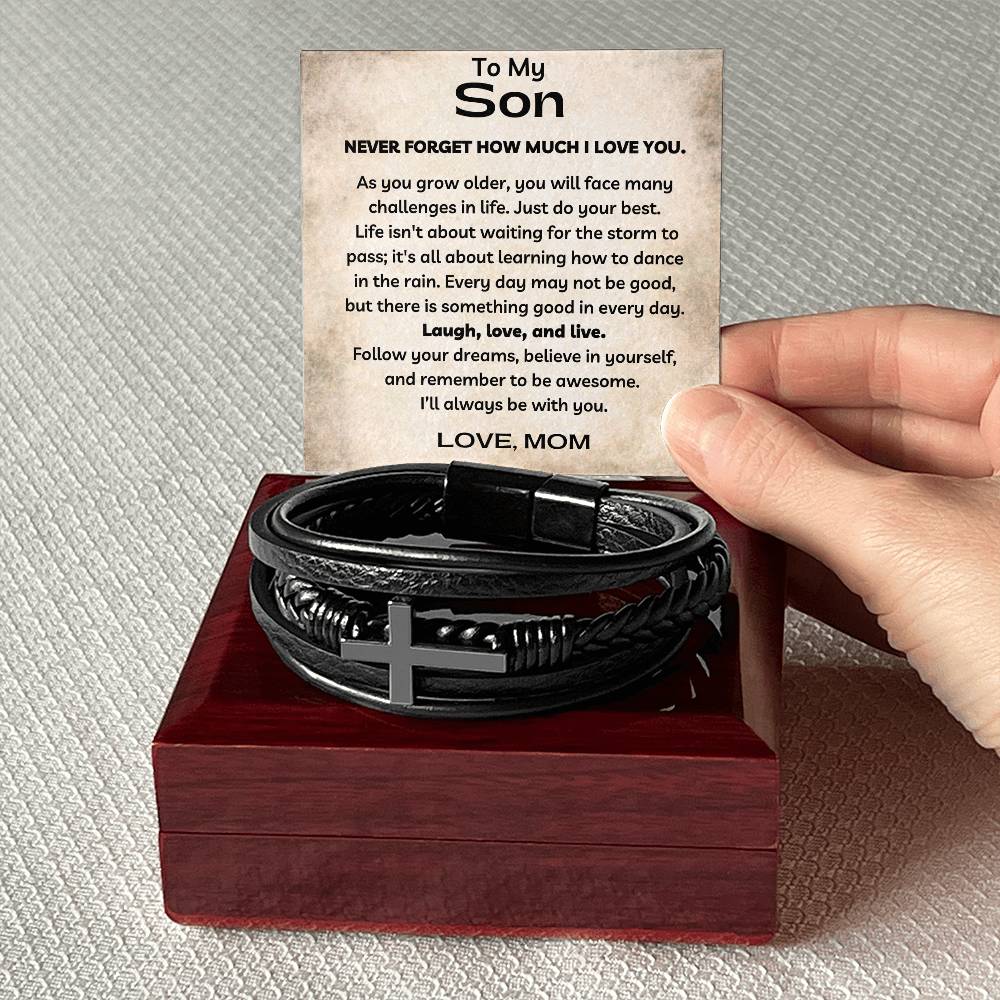 To My Son - I Love You - Men's Cross Bracelet