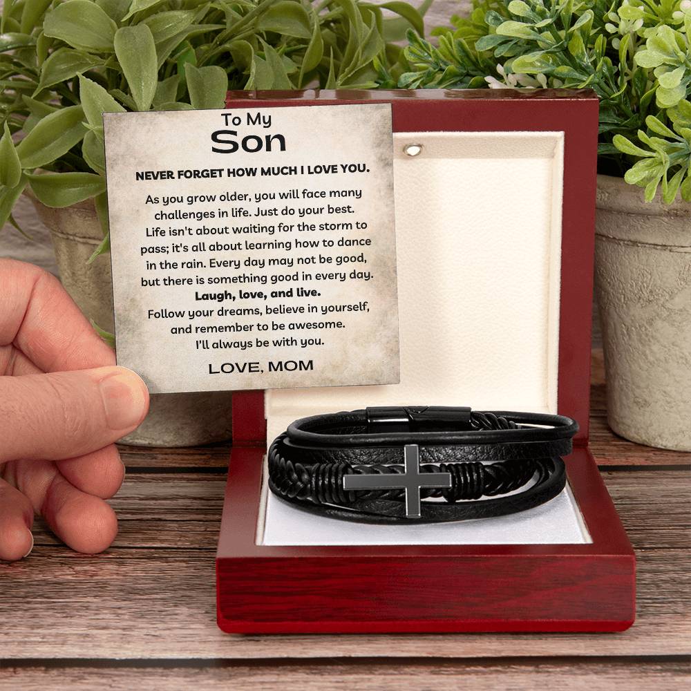 To My Son - I Love You - Men's Cross Bracelet
