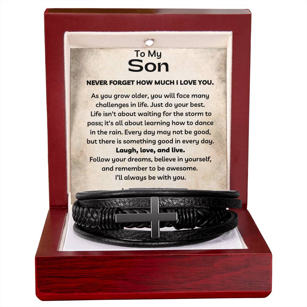 To My Son - I Love You - Men's Cross Bracelet