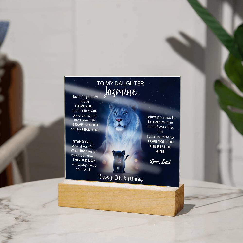 10th Birthday Gift To Daughter From Dad - Acrylic Square Plaque