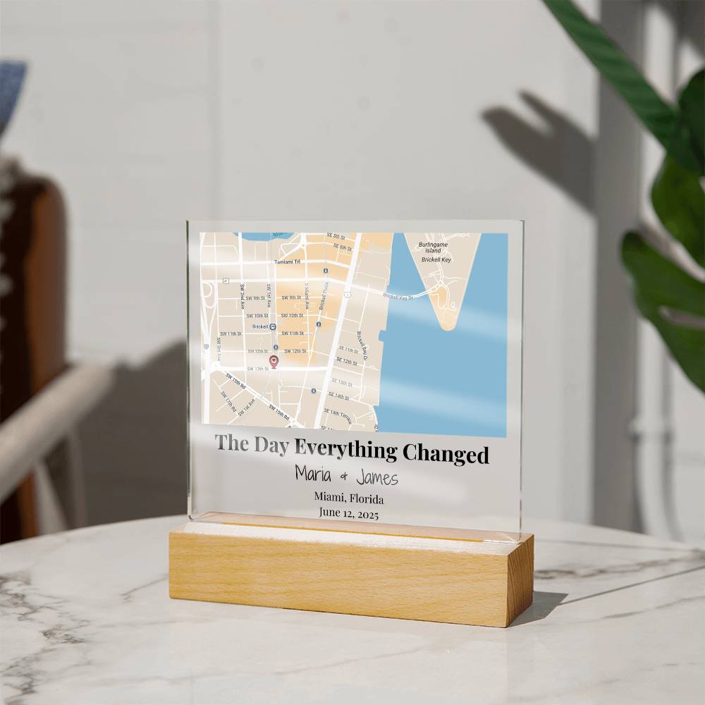 Personalized Where We Met Map Acrylic Plaque Miami Florida 3