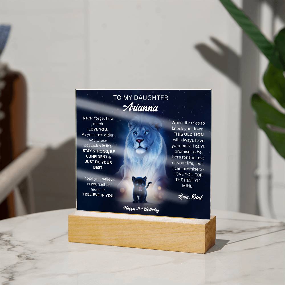 Dad To Daughter 21st Birthday Gift - Acrylic Square Plaque