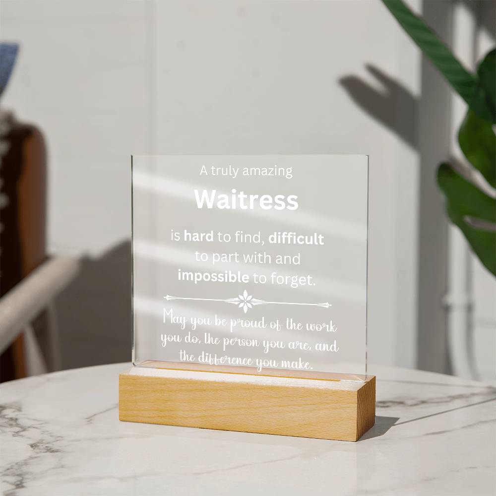 Waitress Thank You Gift - Acrylic Square Plaque