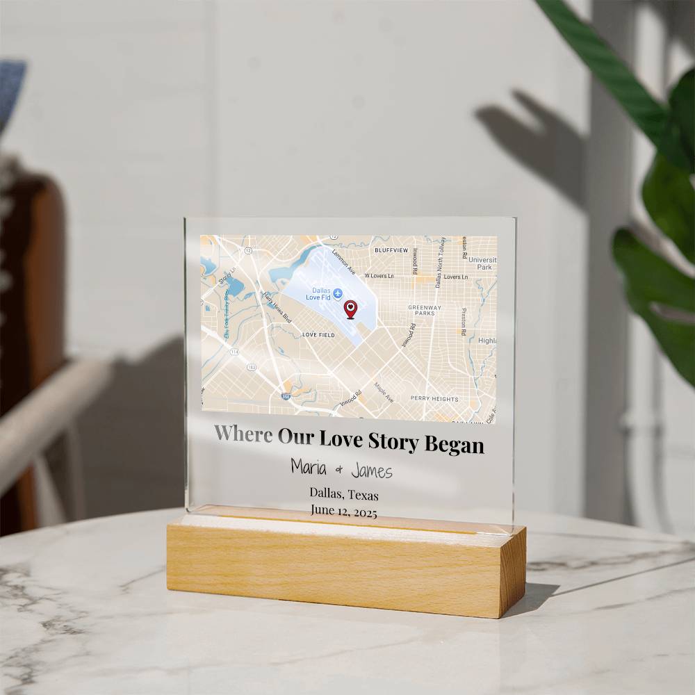 Personalized Where Our Love Story Began Map Acrylic Plaque Dallas Texas 4