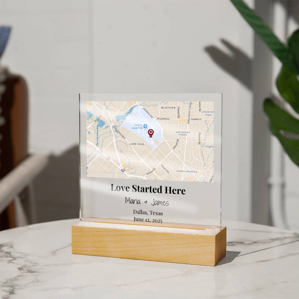 Personalized Where Love Started Map Acrylic Plaque Dallas Texas 2