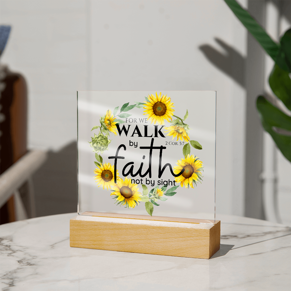 Bible Verse Art - 2 Cor 5:7 - Square Acrylic Plaque
