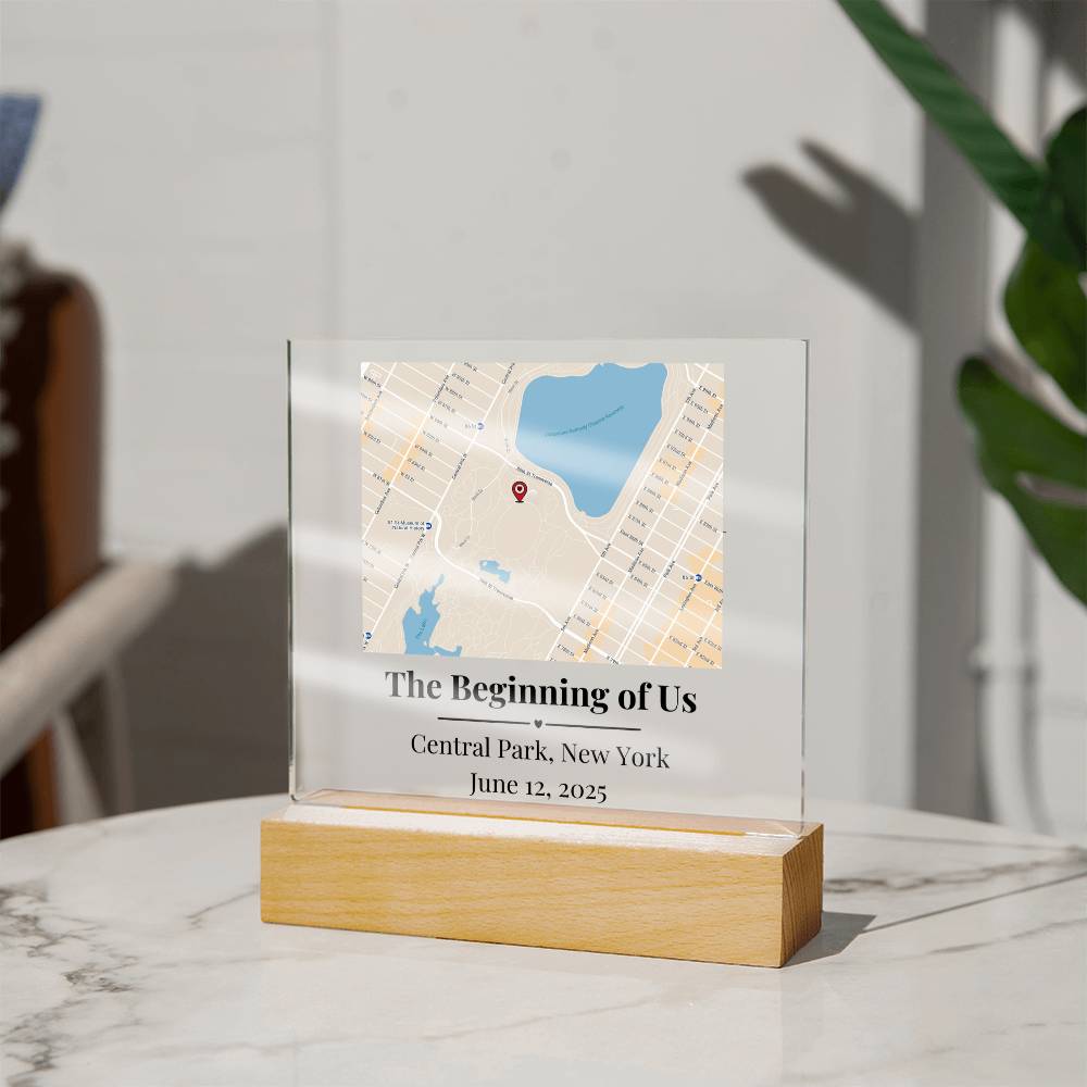 Personalized Where We Met Map Acrylic Plaque Central Park NY 2