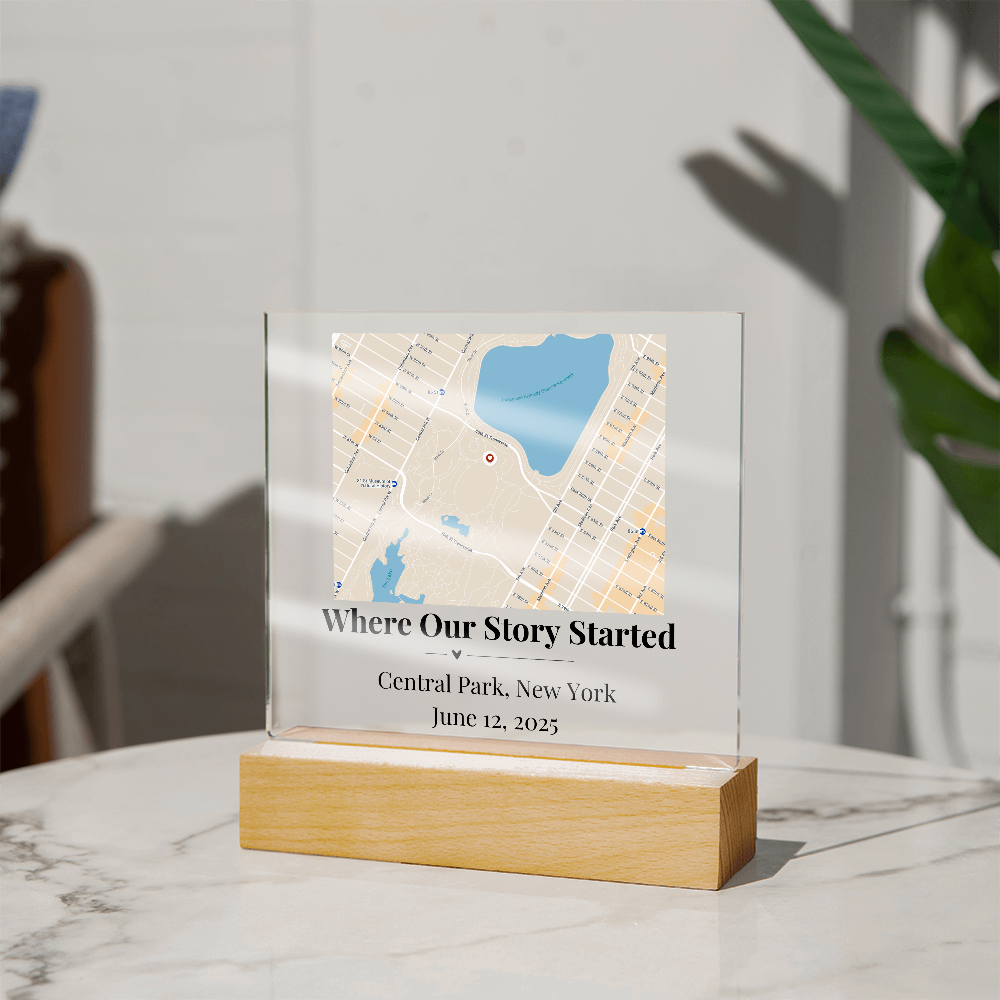 Personalized Where We Met Map Acrylic Plaque Central Park NY 1