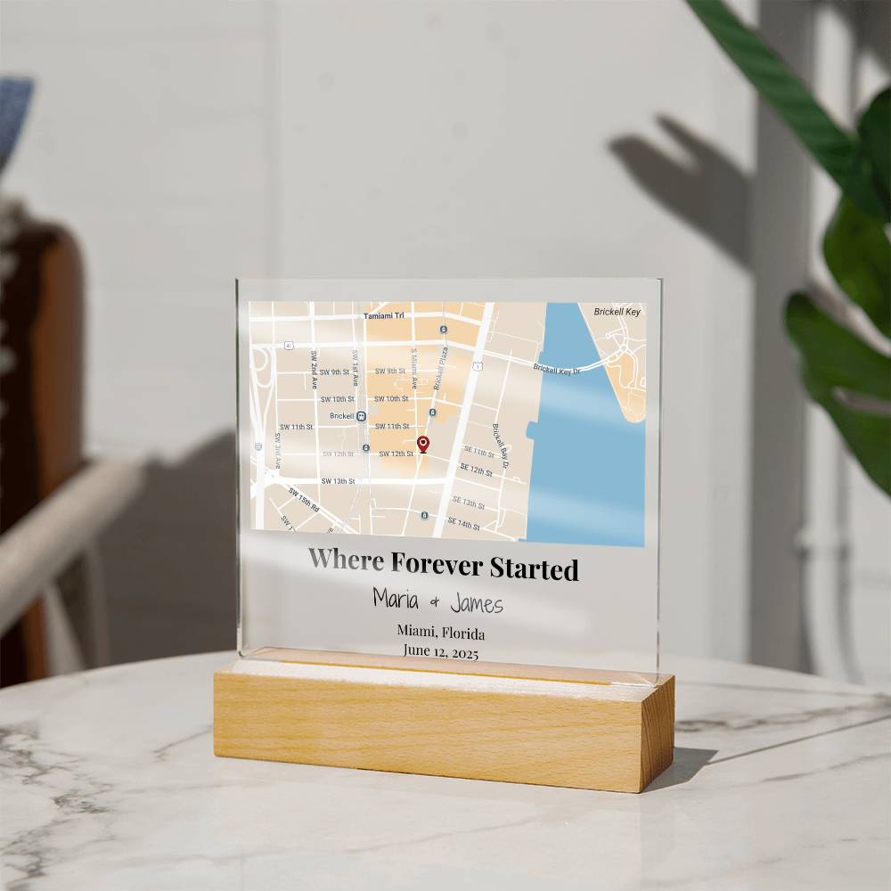 Personalized Where Forever Started Map Acrylic Plaque Miami Florida