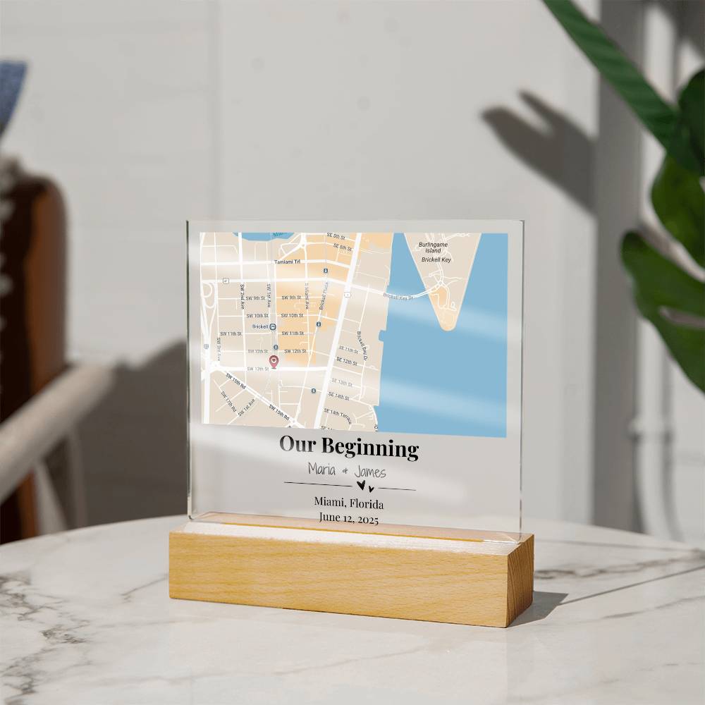 Personalized Where We Met Map Acrylic Plaque Miami Florida 2