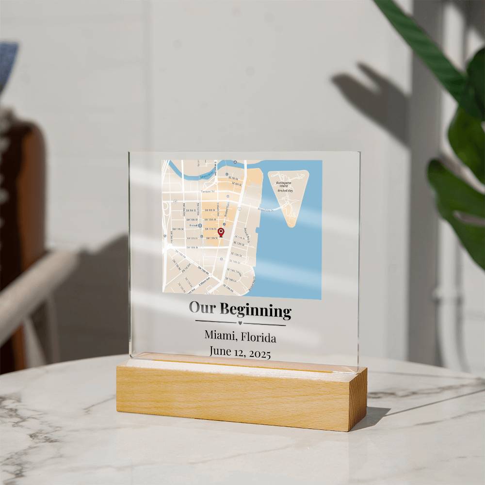 Personalized Where We Met Map Acrylic Plaque Miami Florida 1