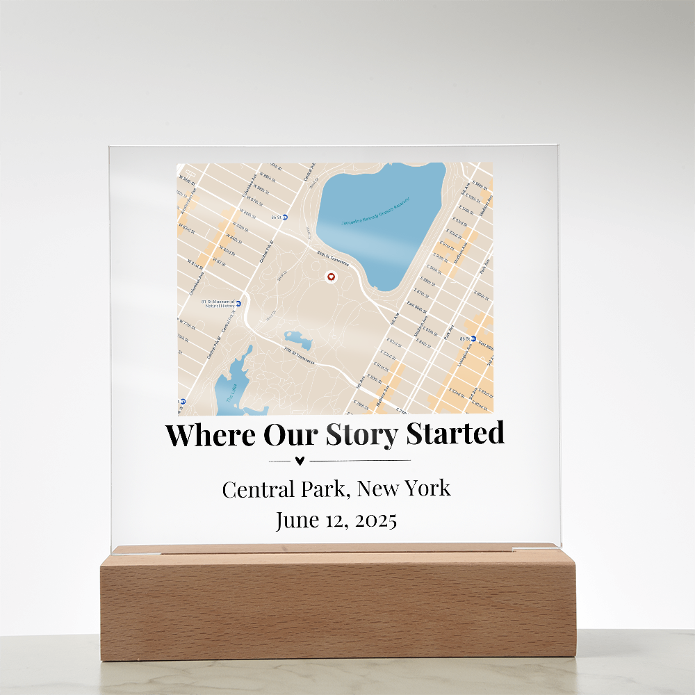 Personalized Where We Met Map Acrylic Plaque Central Park NY 1