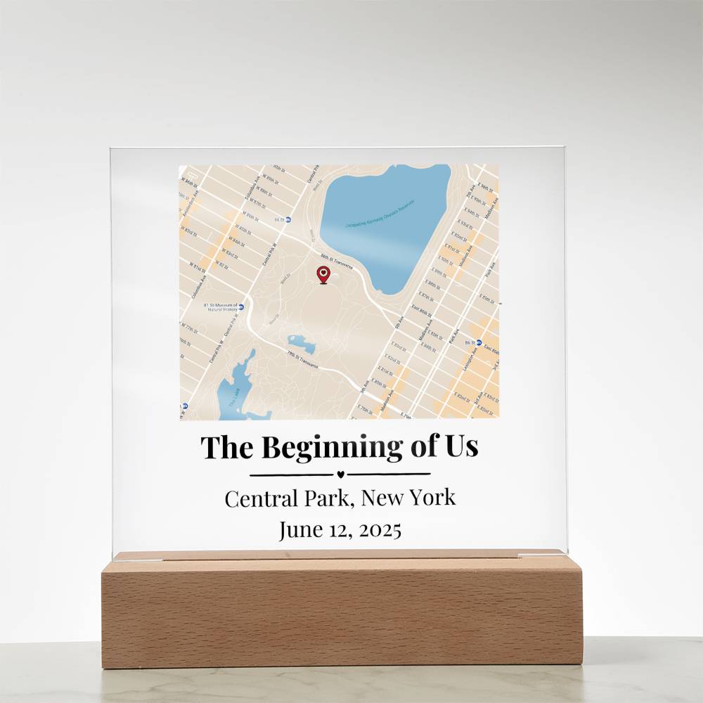 Personalized Where We Met Map Acrylic Plaque Central Park NY 2