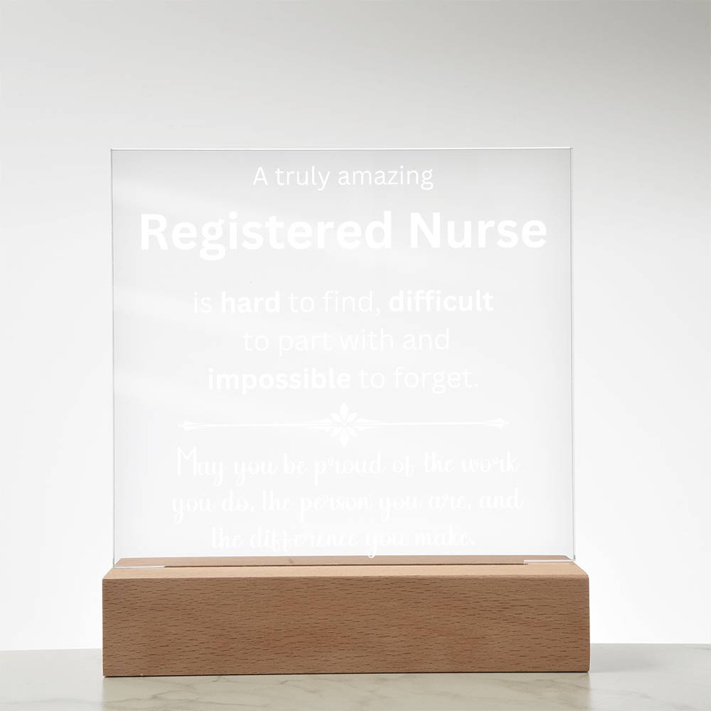 Registered Nurse Thank You Gift - Acrylic Square Plaque