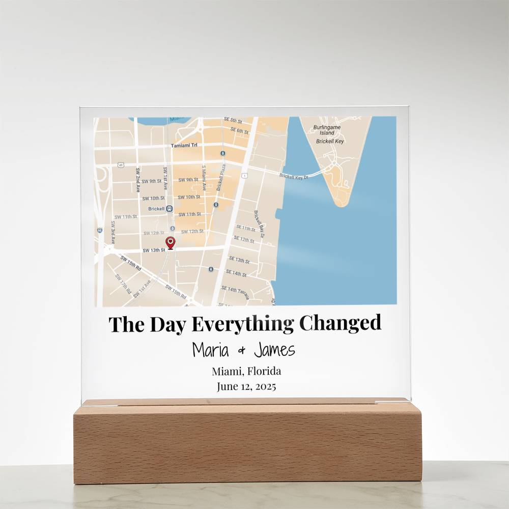 Personalized Where We Met Map Acrylic Plaque Miami Florida 3