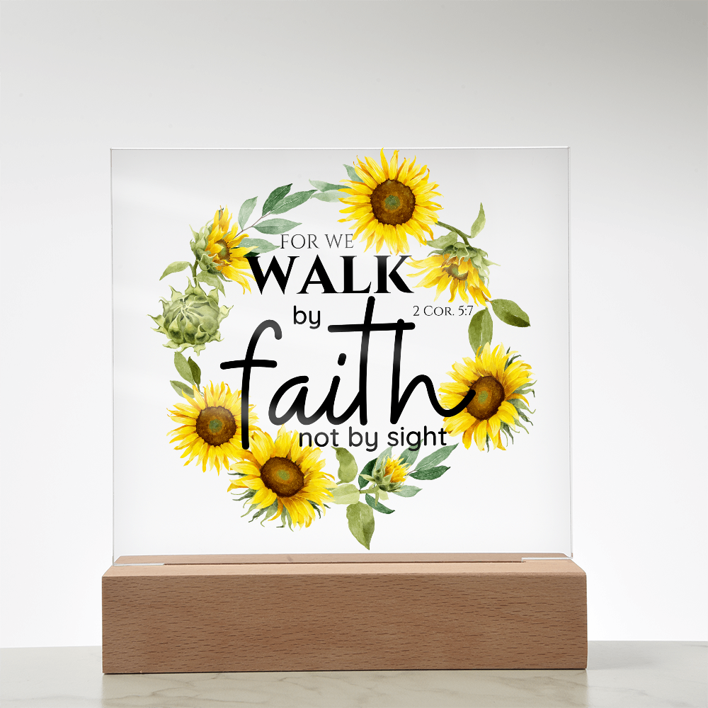 Bible Verse Art - 2 Cor 5:7 - Square Acrylic Plaque