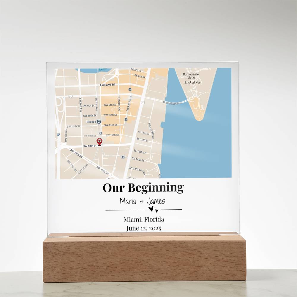 Personalized Where We Met Map Acrylic Plaque Miami Florida 2