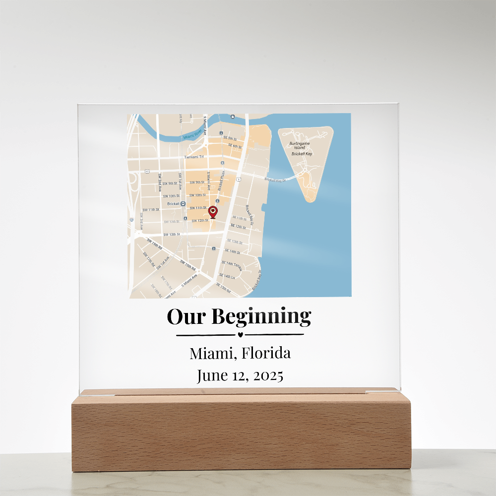 Personalized Where We Met Map Acrylic Plaque Miami Florida 1