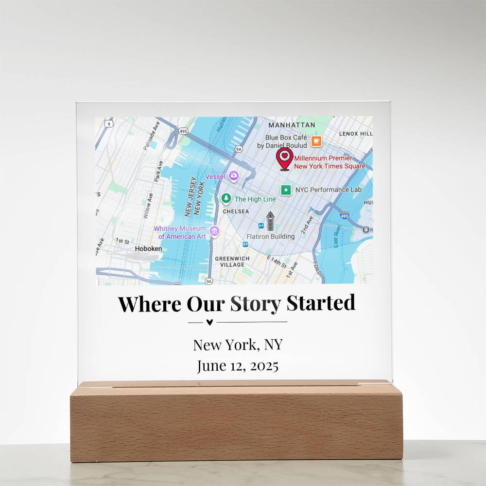 Personalized Where We Met Map Acrylic Plaque New York 1