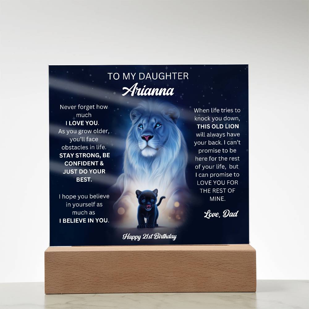 Dad To Daughter 21st Birthday Gift - Acrylic Square Plaque