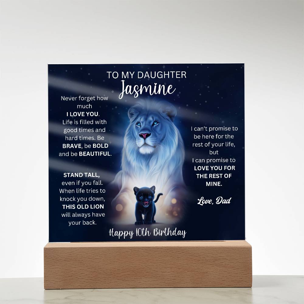 10th Birthday Gift To Daughter From Dad - Acrylic Square Plaque
