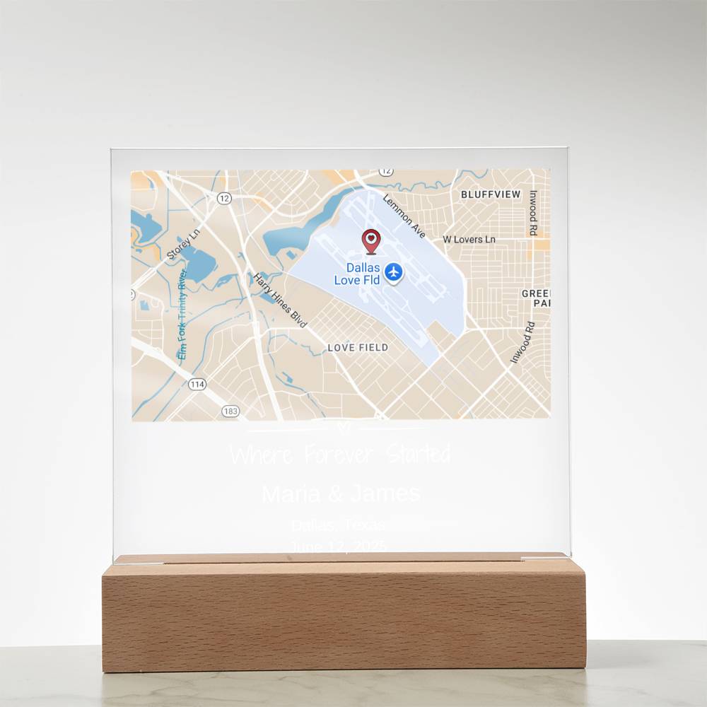 Personalized Wedding Location Map Plaque