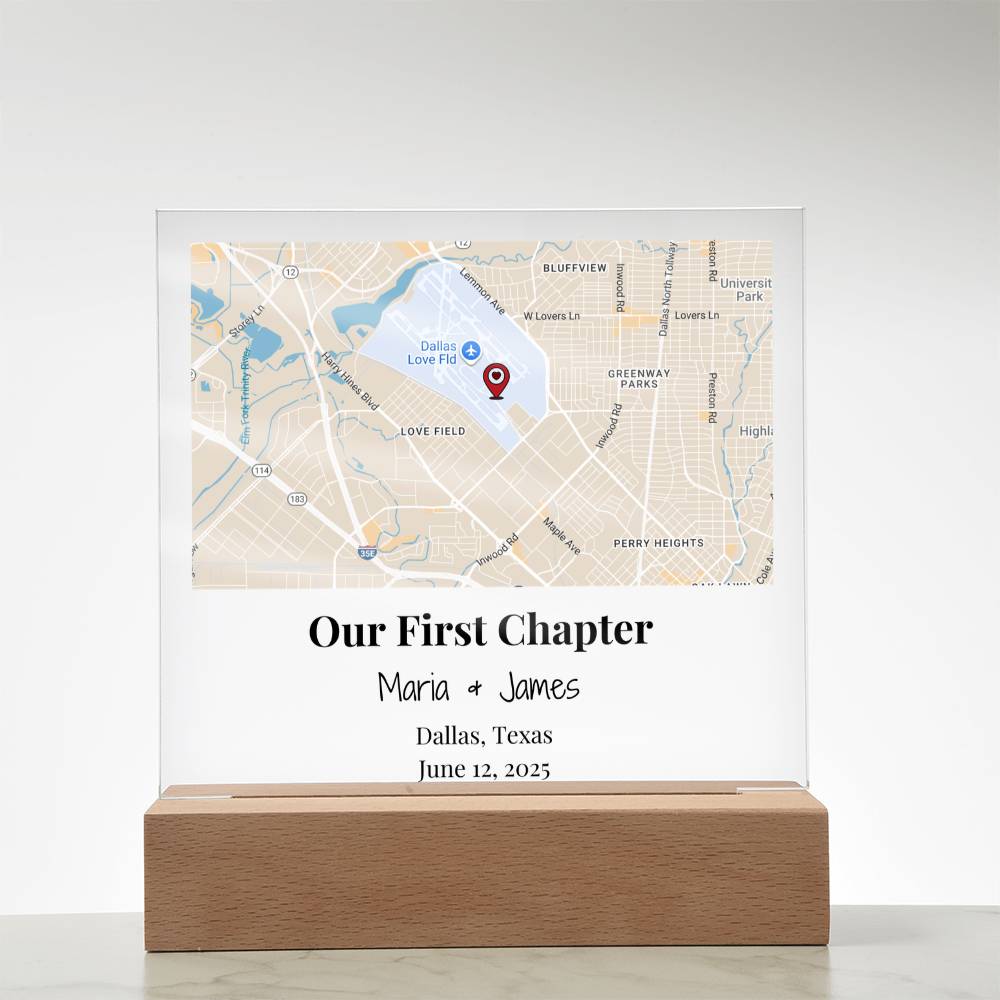 Personalized Our First Chapter Map Acrylic Plaque Dallas Texas